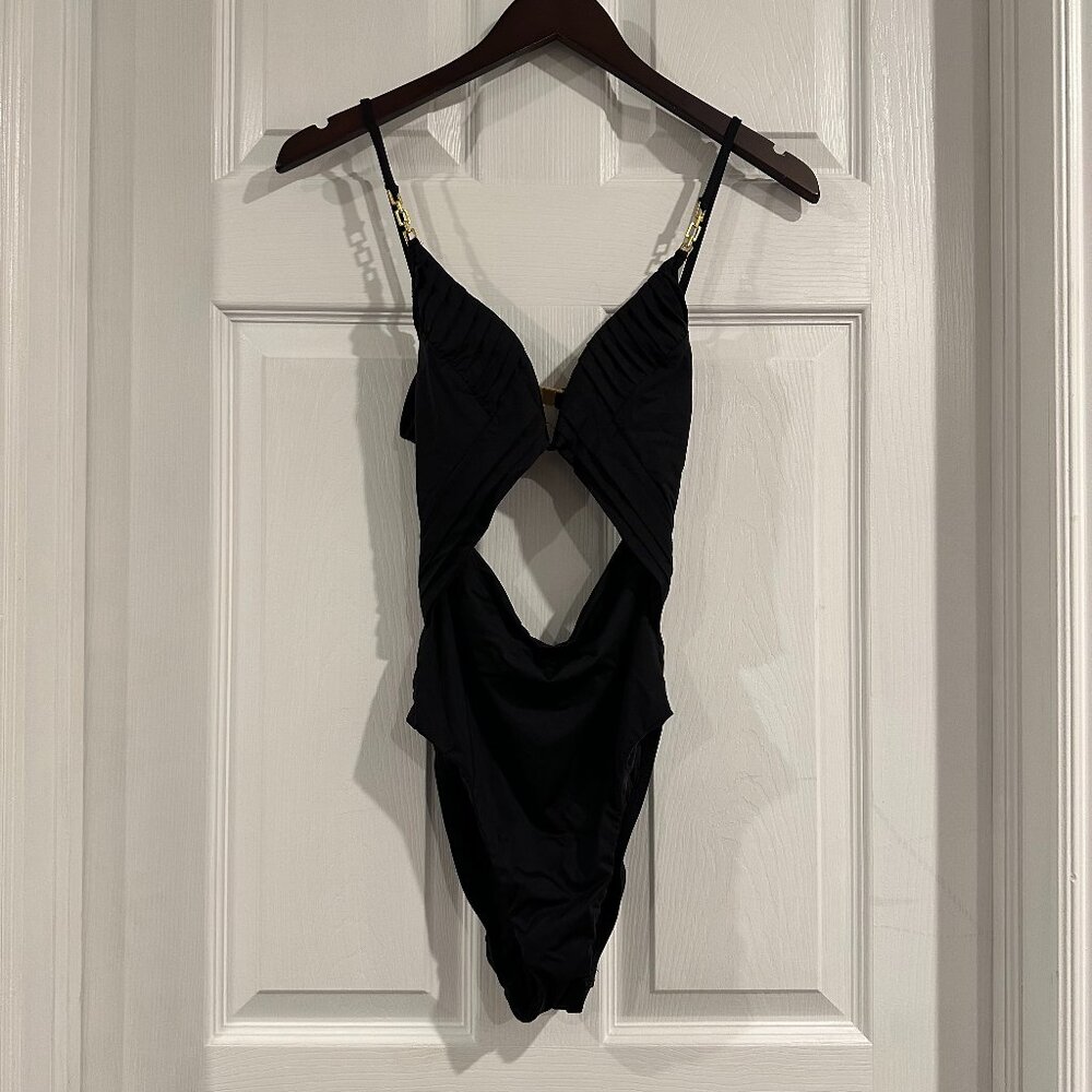 Nanette Lepore One Piece Swimsuit Black Size S Cutout Deep V